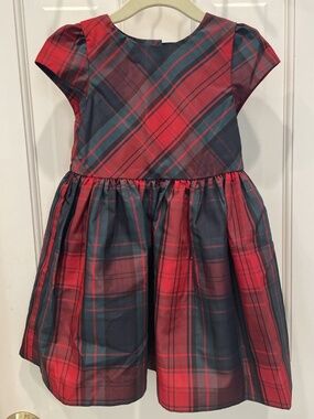 Ralph Lauren Girls 18 Months Holiday Tartan Dress Full Back Buttons Red Plaid